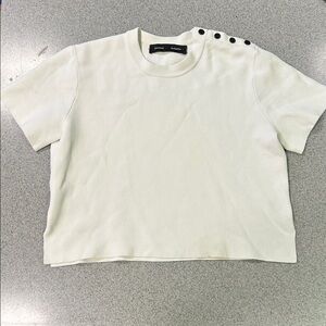 Proenza Schouler sz S Off-White Womens cropped knit Sweater with 4 button detail